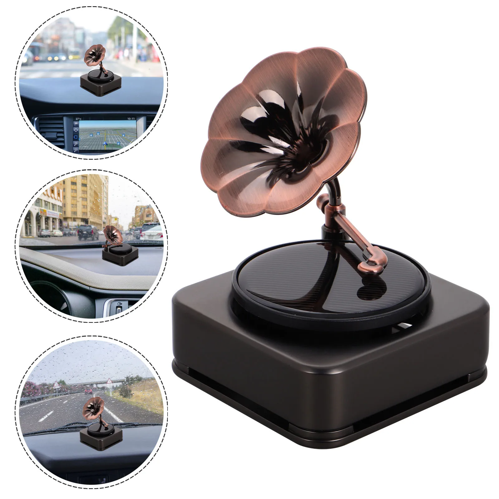 

Car Perfume Diffuser Solar Powered Vintage Record Player Scent Aromatherapy Ornament Car Interior Decoration Vehicle Freshener