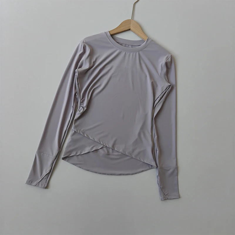 Schlanke Yoga-Bekleidung für Frauen Professionelle Trainings-Pilates-Fitness-Oberteile T-Shirts Outdoor-Lauf-Langarm-Sportbekleidung – Detail 5