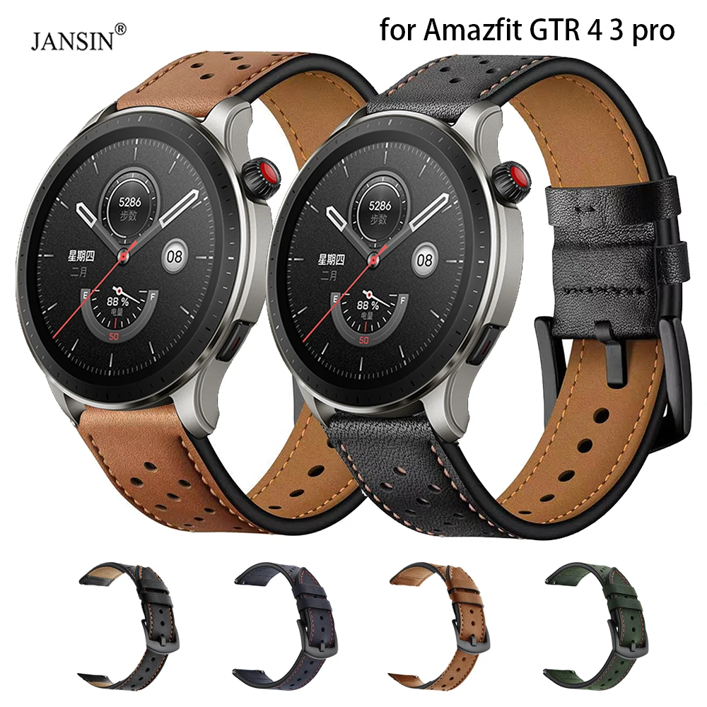 Leather Watch Strap for Huami Amazfit GTR 4 3 Pro Watch Band for Huawei Watch GT Bracelet 22mm Watchband Replacement Accessories