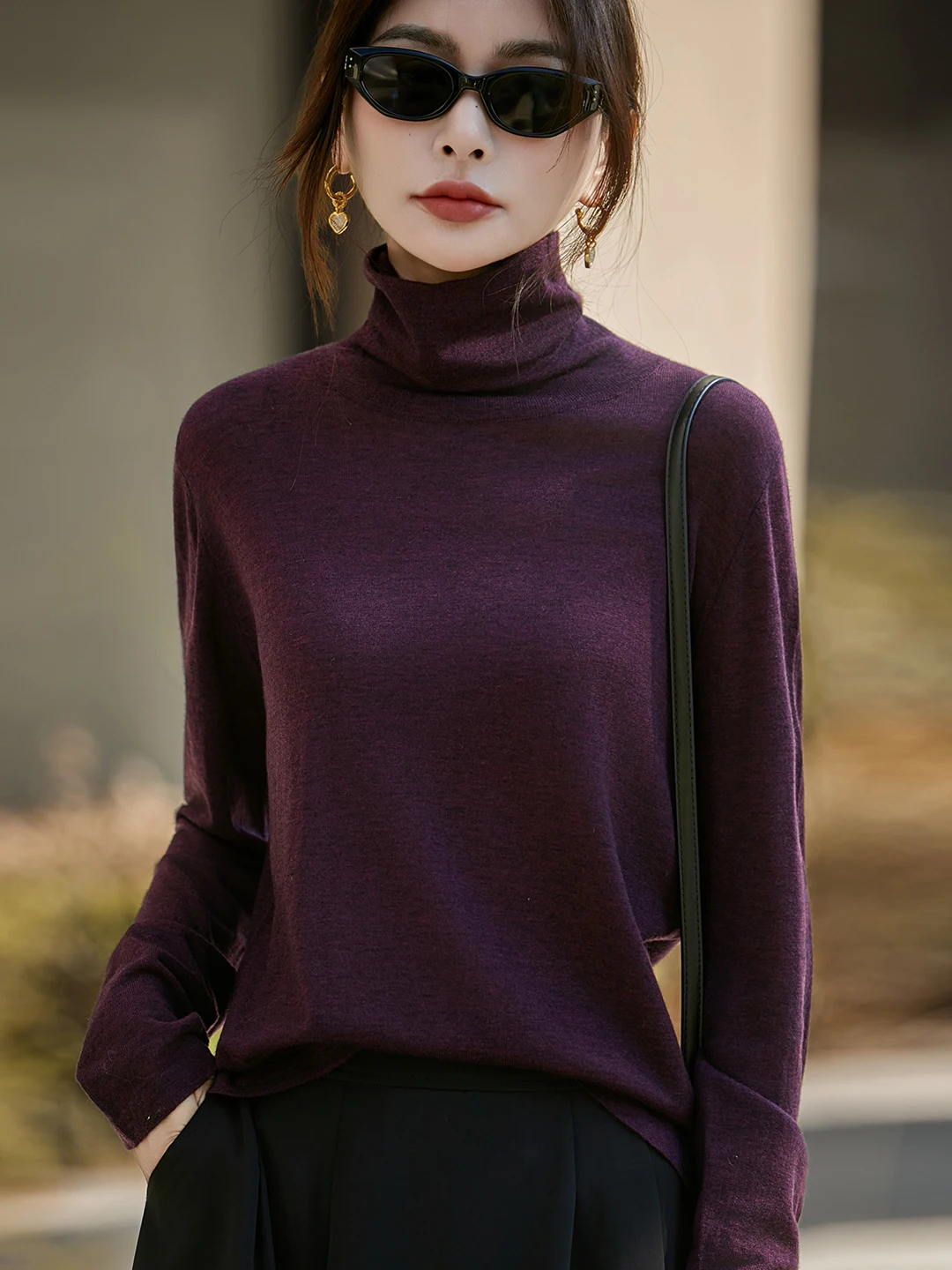Autumn Winter Ultra-Thin Soluble Wool Knitted Sweater Women's Cowl Neck  Color Versatile Thin Base Layer Shirt