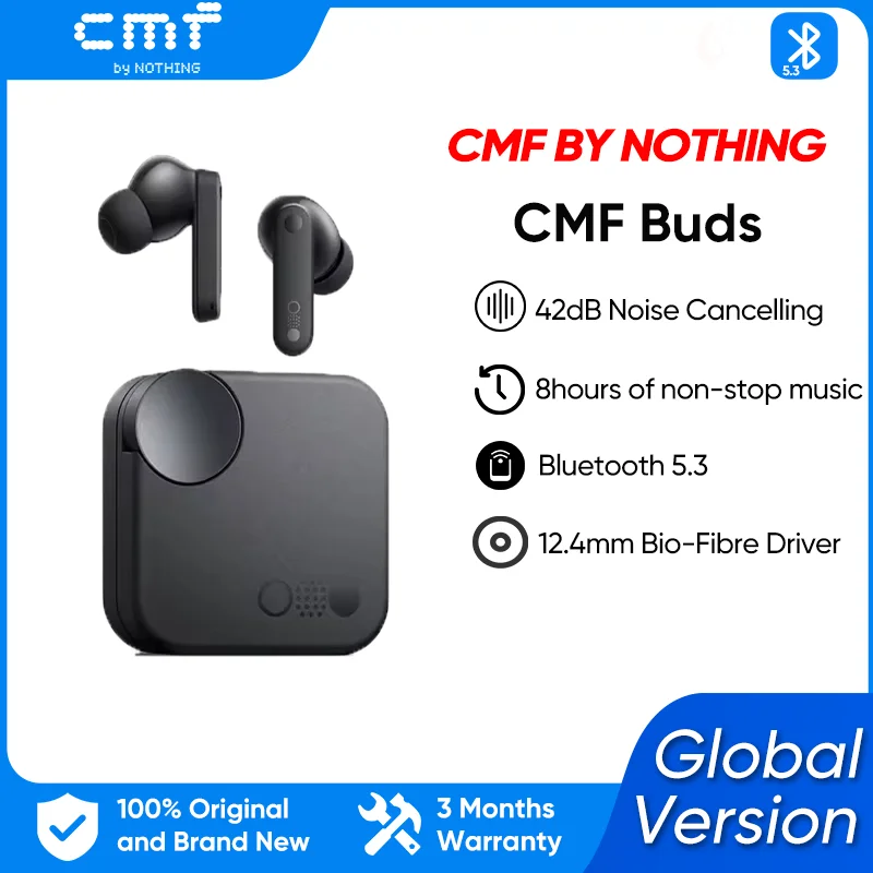 CMF by Nothing Buds Earphone Wireless Bluetooth 42 dB ANC Active Noise Cancellation with Transparency Mode IP54 Bluetooth 5.3