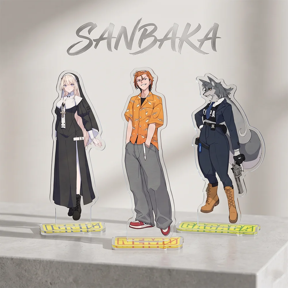 SANBAKA 15CM Double Sided Acrylic Stand Keychain 2026 New Anime Stand Ange Lize Inui Police Wolf Desk Decor Collect Gift