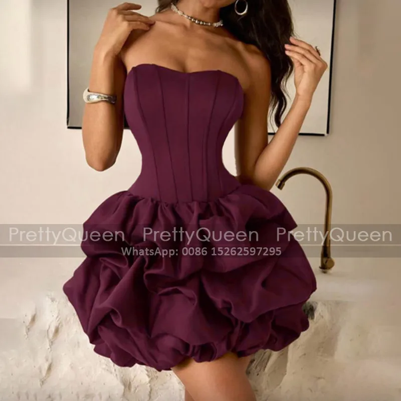 

Sexy Short Bridesmaid Dresses Ball Gown Strapless Customized Mini Wedding Party Dress For Women