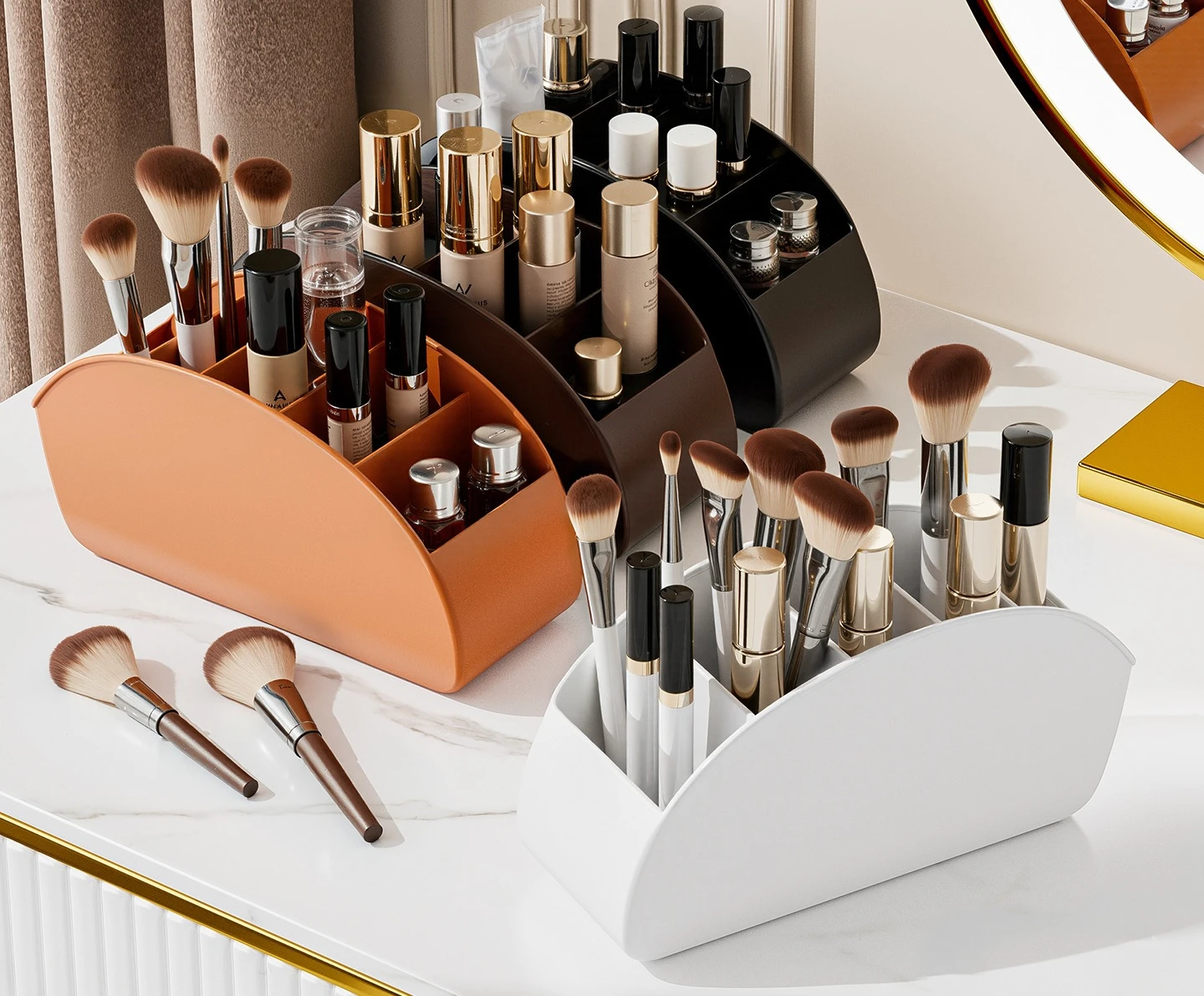 Desktop Storage Organizer, Multifunctional Holder for Makeup Brushes, Stationery Pens and Remote Controllers