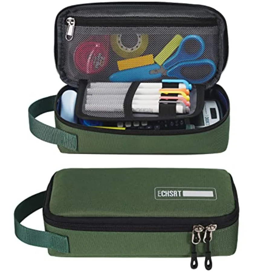

Pencil Case for Men Women, Large Pen Bag for Adults, Portable Pencil Pouch Aesthetic with Handle, Zipper Cases for Office Organ