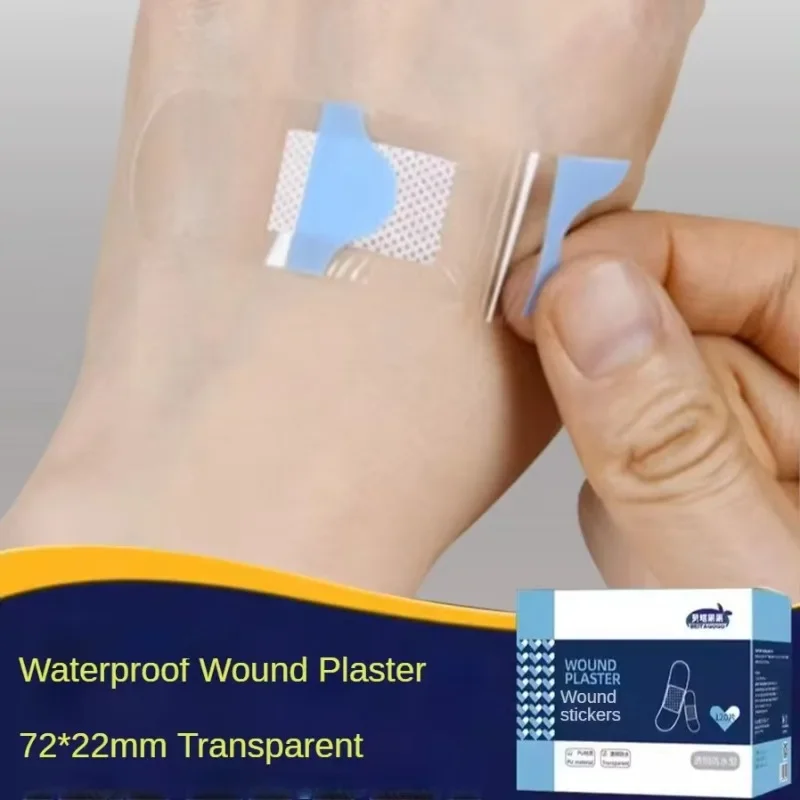 Medical Adhesive Waterproof Plaster Strips for Wound, Sports, Bathing (120pcs PU Transparent)