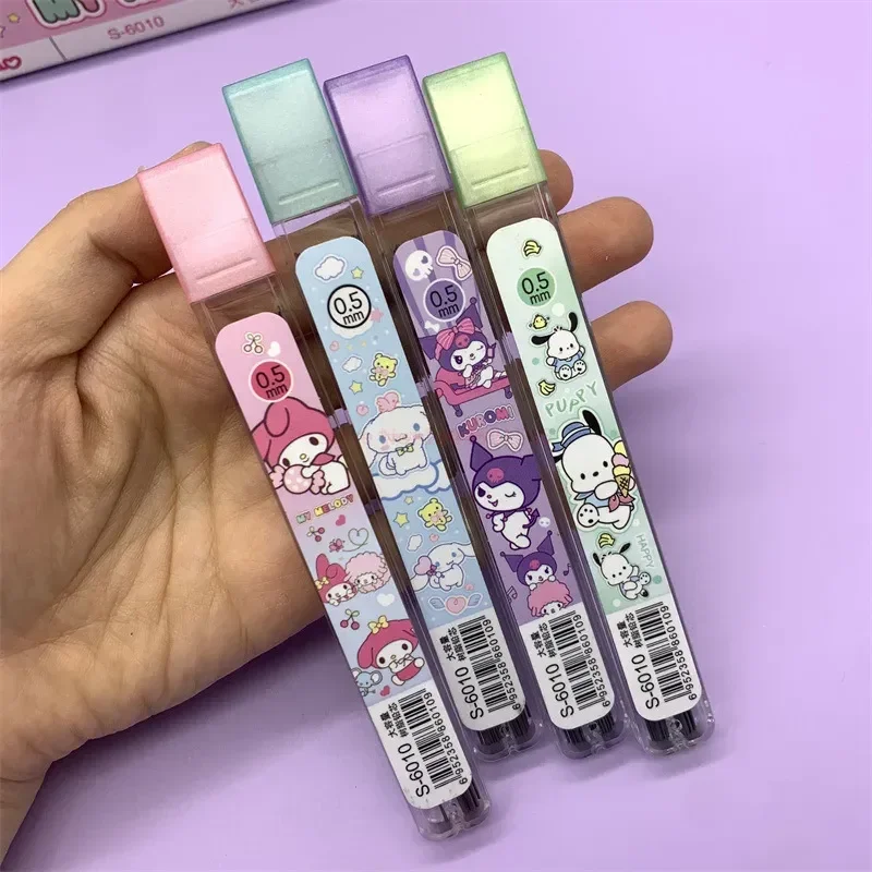 Imagem -06 - Sanrio Desenhos Animados Lápis Mecânico Substituir Chumbo Propelindo Lápis Refil Kawaii Melodia Estudantes Papelaria Atacado 48 Pcs por Caixa