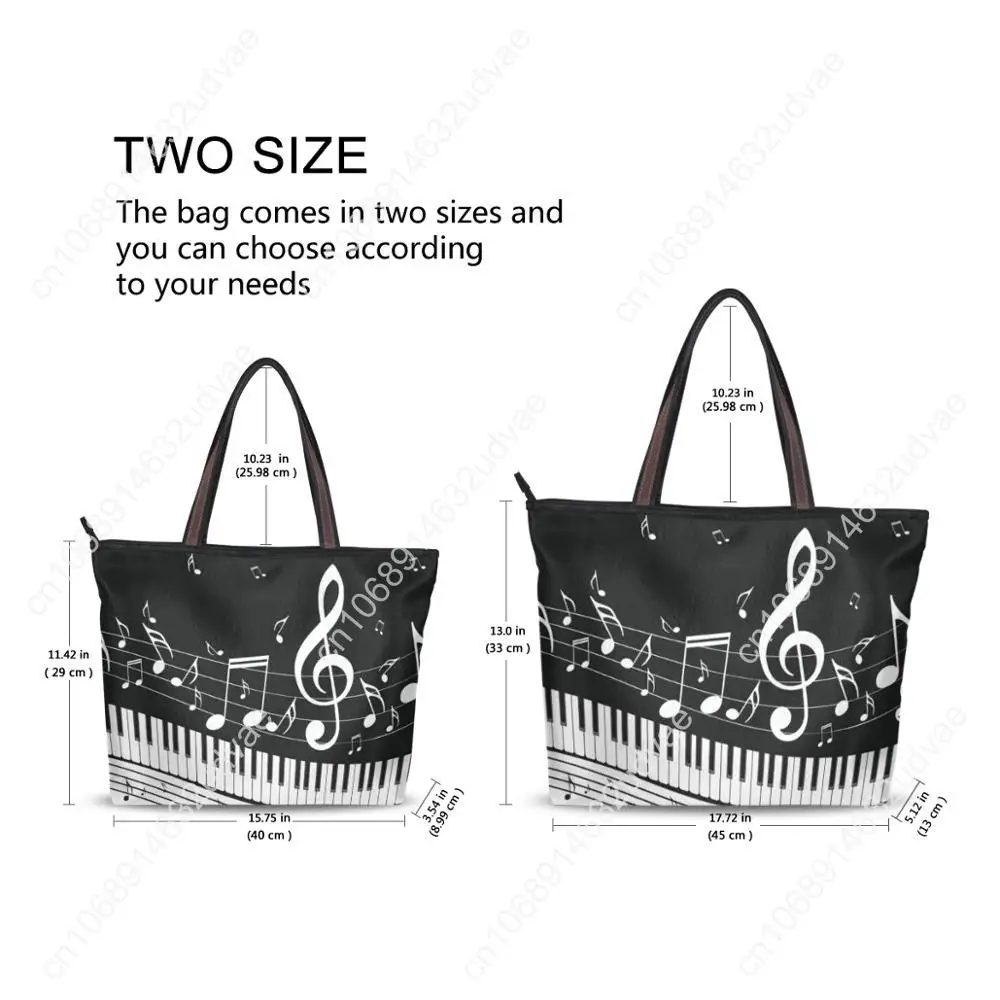 Music Note Design Casual Women Shoulder Handbags Large Capacity Beach Bag For Ladies Piano Print Tote Bags Bolsa Feminina