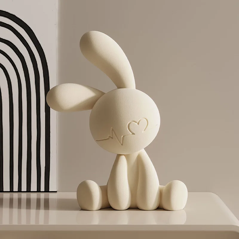 

Sculptures of Abstract Art Featuring Black and White Rabbit Figures, for Living Rooms and Coffee Shops, Decor for Homes Offices