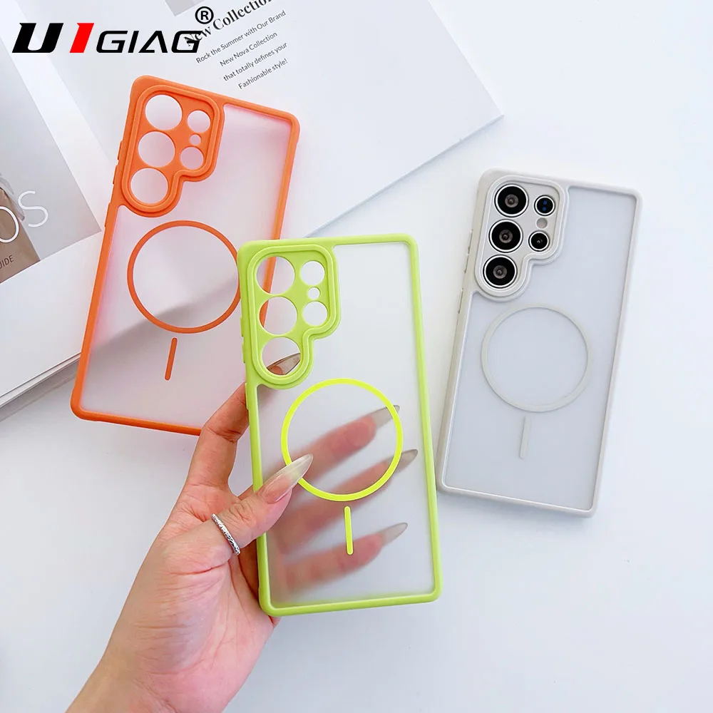Shockproof Magnetic For Magsafe Case For Samsung Galaxy S26 S25 S24 S23 Ultra S26+ Hybrid Candy Color Hard PC Soft Cooling Cover