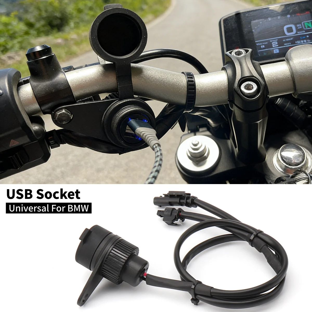 

Motorcycle USB Charger Dual Socket Power Outlet Adapter 5V 2A Universal For BMW R1200GS R1250GS R1300GS Adventure F900R F900XR