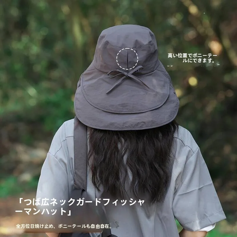 女性用釣り帽子-アウトドア-ハイキング-通気性-大きなつば付き日よけ帽子-首保護-夏用-紫外線防止-カジュアルスタイル-春旅行帽子