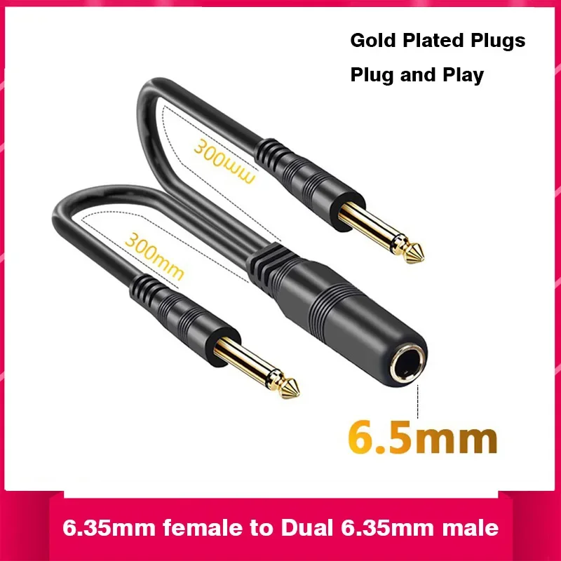 6.5 مللي متر ذكر وأنثى 6.35 مللي متر كبير ثنائي النواة إلى ثنائي 6.5 حافلة أحادية ميكروفون نقطة واحدة خط الصوت مطلية بالذهب المقابس