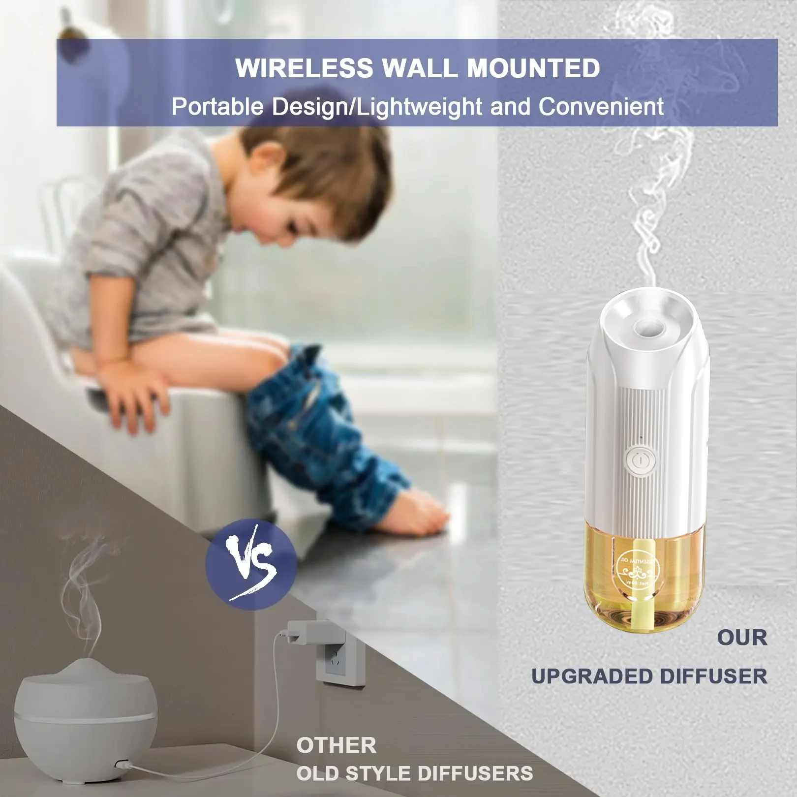 Upgrade Wall Mounted Essential Oil Diffuser,Rechargeable Perfume Aaroma Humidifier,Car Air Freshener Machine for Home Bathroom