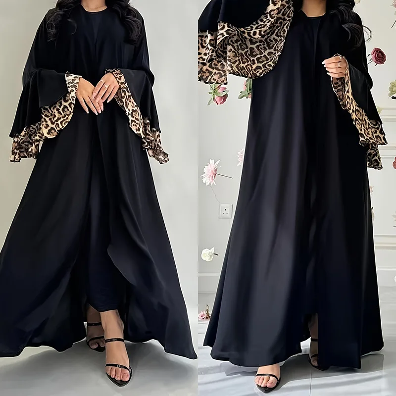 

Wholesale Elegant Modest Open Abaya Muslim Dress Kaftan Luxury Polyester for Party Eid Dubai Casual Style for Summer Autumn