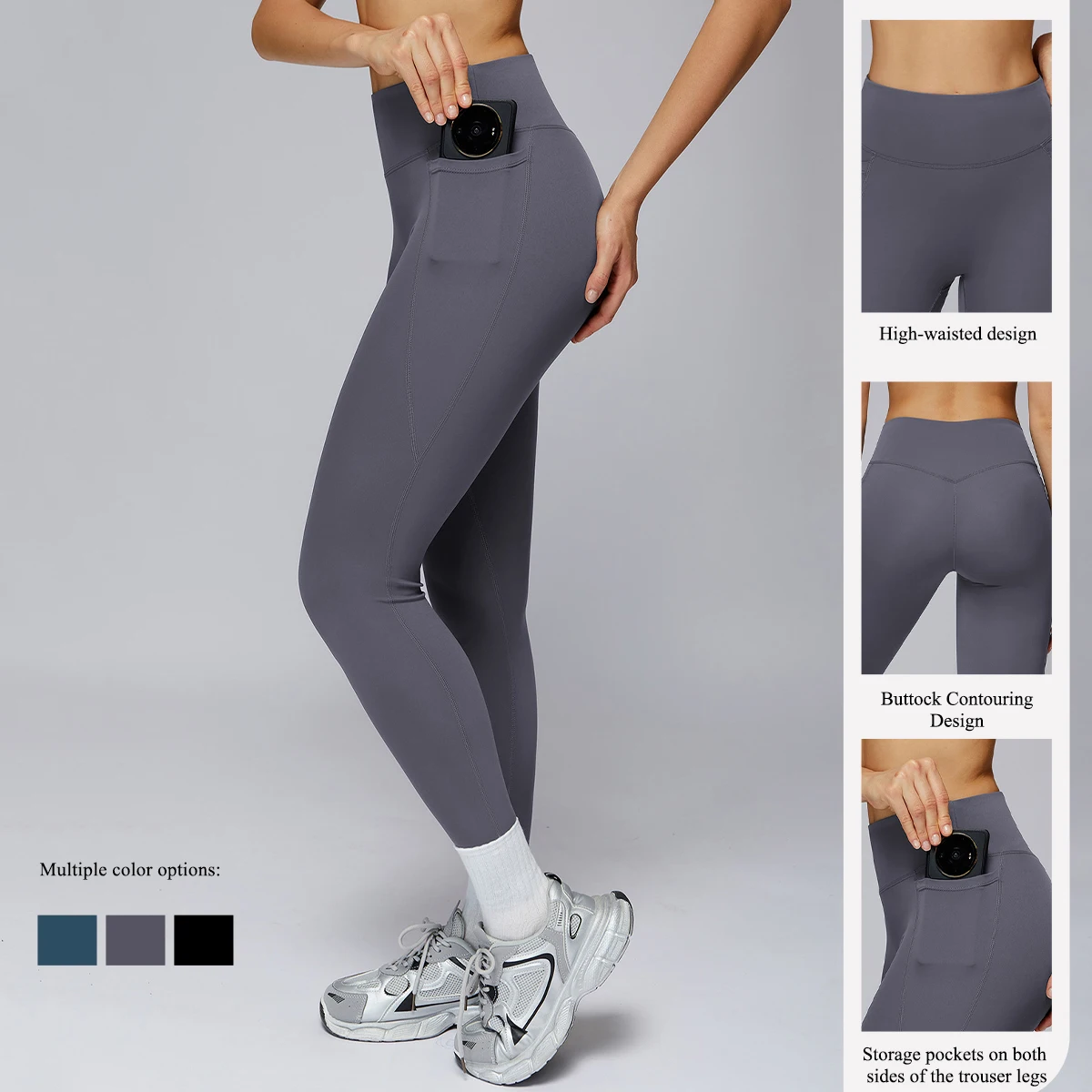 Hearuisavy عالية الخصر رياضي طماق الإناث تنفس سريعة الجافة تجريب جوارب يوغا في الهواء الطلق تشغيل السراويل الرياضية مع جيوب