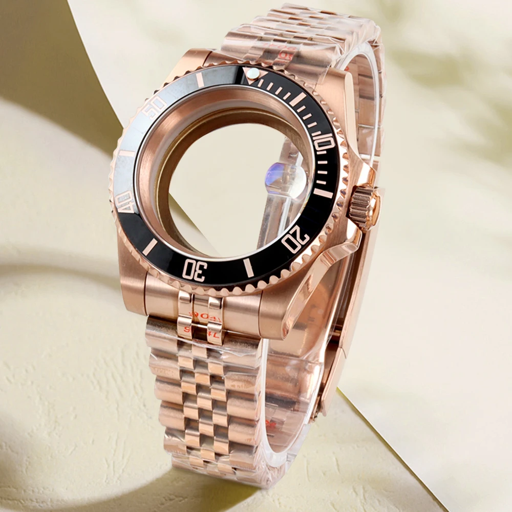 

Rose Gold 40mm NH35 Watch Case 316L Stainless Steel Jubilee/Oyster Strap for GMT SUB Yacht-Master NH34 NH35 NH36 NH38 Movement