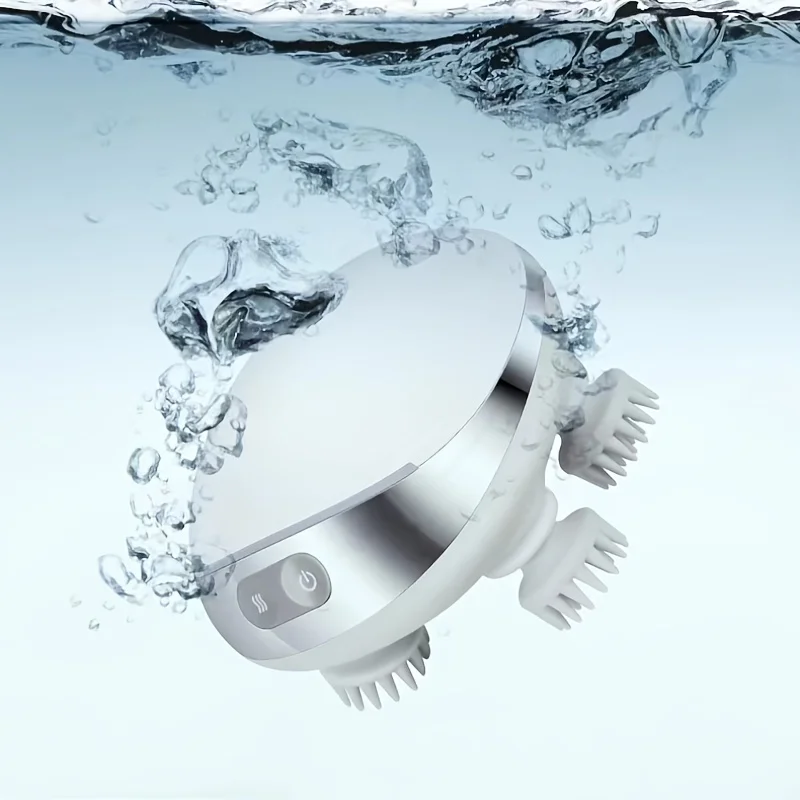 4つの交換用ヘッド付き頭皮マッサージャー、ストレス解消、筋肉マッサージ用のポータブルヘッドスクラッチャー。