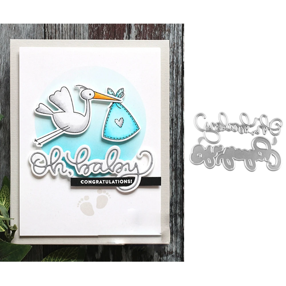 Kohlenstoffstahl-Stanzformen „Seahorse Dinosaur Oh Baby Best Day Ever“ für Scrapbooking, DIY-Geburtstagskarten und Papierhandwerk