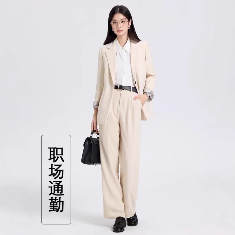 

Off-white women's blazer for spring and autumn2025New formal attire for college student interviews, business suits for commuting