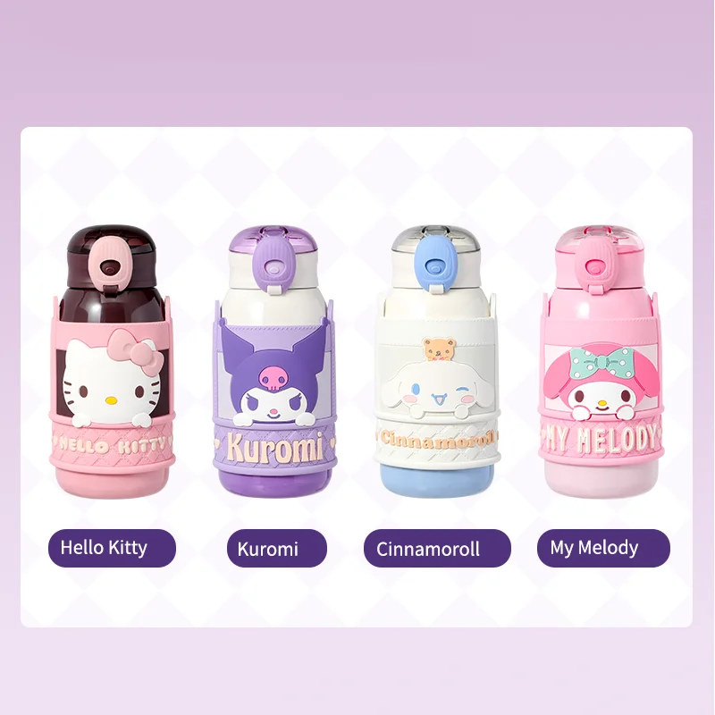 

Miniso Anime Cartoon Kuromi Cinnamoroll Hellokittys Stainless Steel Insulated Cup Kawaii Cute Portable Water Bottle Straw Cups