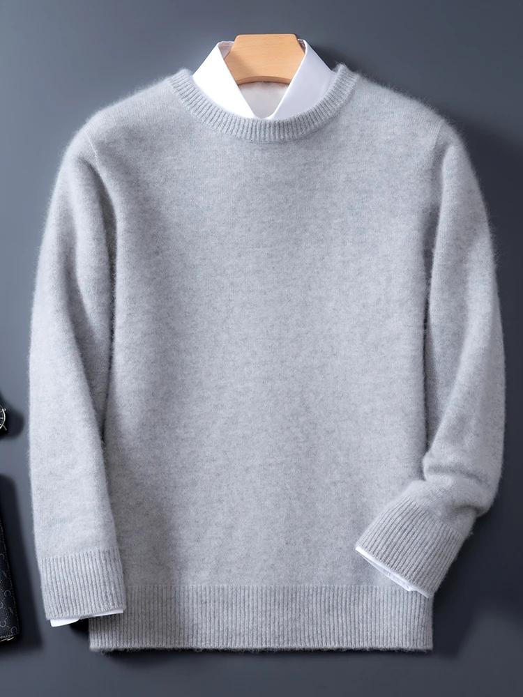

Autumn Winter Men100% Merino Wool Sweater High Quality Mock Neck Long Sleeve Pullover Smart Casual Thick Warm Cashmere Knitwear