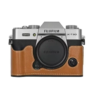 For Fujifilm xt30 Fuji X-T30 xt30ii XT10 xt20 battery opening bottom cover camera bag PU leather half body case