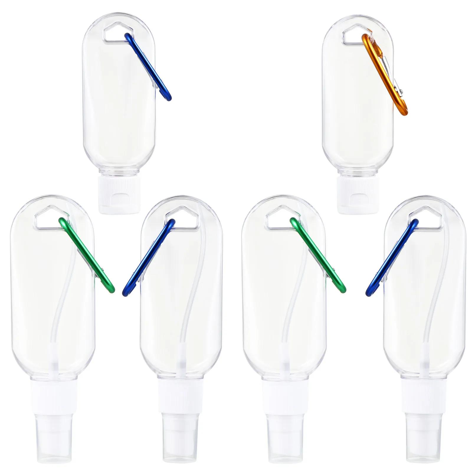 

6Pcs Refillable Travel Keychain Bottles Plastic Empty Bottle Set Portable Subpackaging Bottle for Hand Shampoo Facial