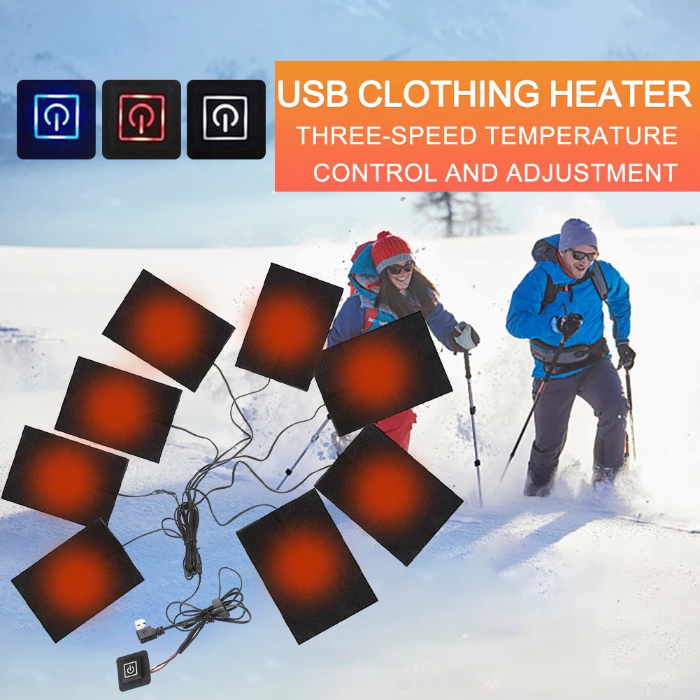 3 Levels Clothing Heating Pad USB Heating Pads Vest Heater Electric Heated Pad for Outdoor Winter Camping Hiking Ski Cycling