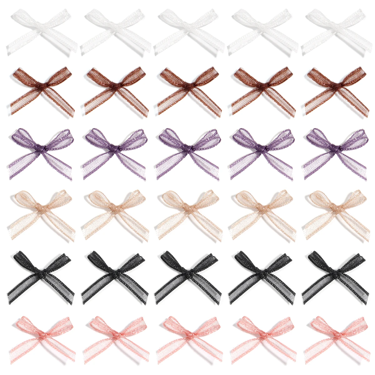 30pcs/lot Organza Mini Bows Cute Colorful Ribbon Bows Satin Ribbon Bow Flower For DIY Clothes Nail Art Decor Accessories
