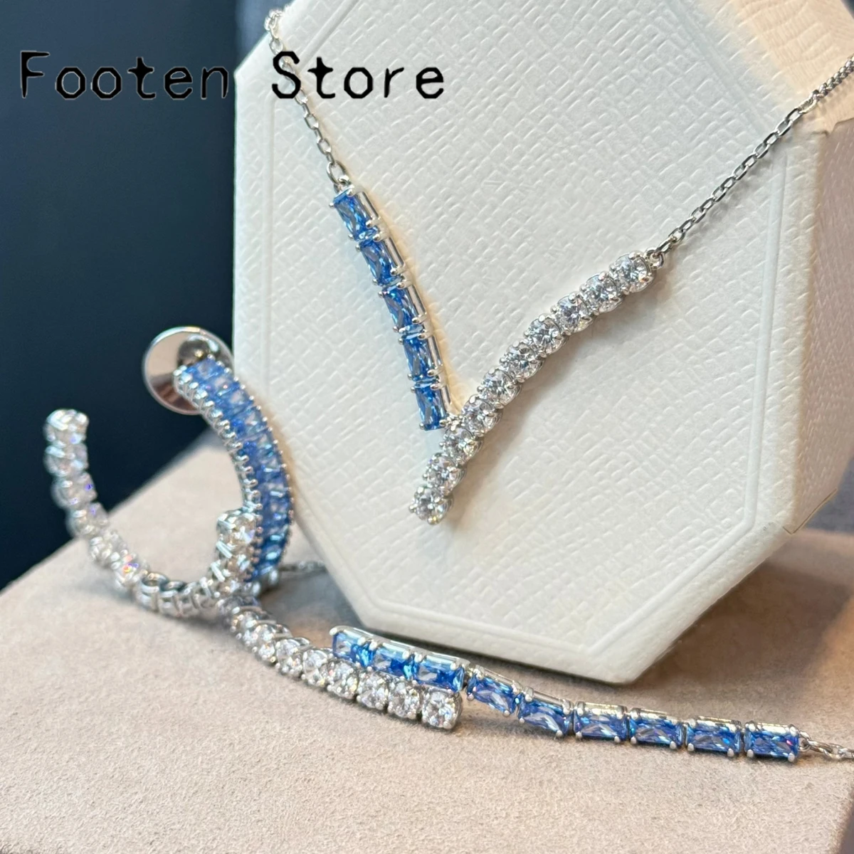 

2025 New Trend Fine Jewelry Set Charm Golden purple Water Drop Crystal Fashion Necklace Ring Earrings for Women Anniversary Gift
