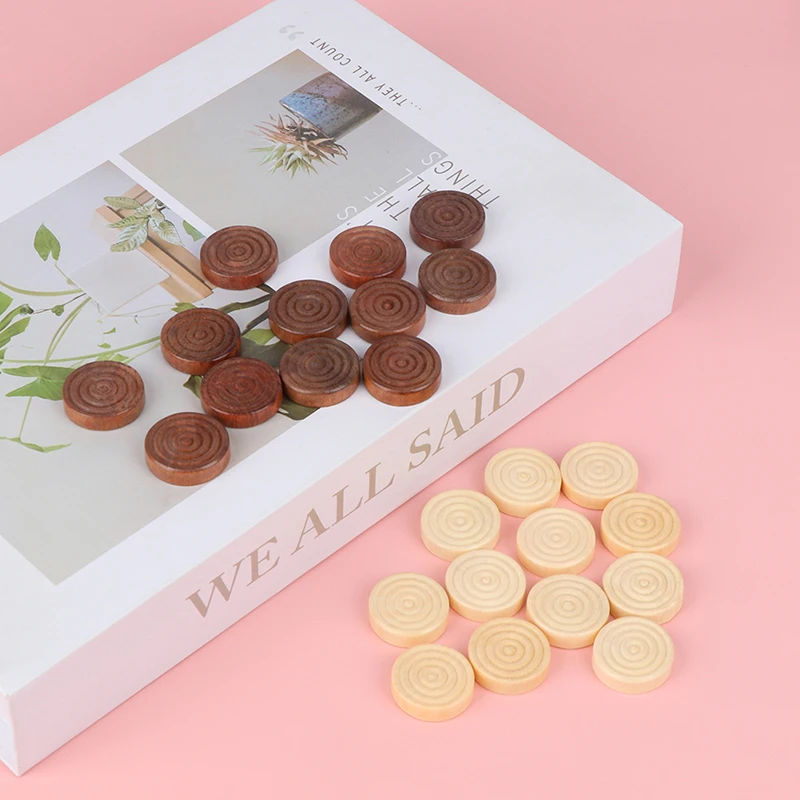 24Pcs/Set Solid Wooden Round Checkers Pieces Chess Backgammon Chess Pieces Board Game Components Game Accessories