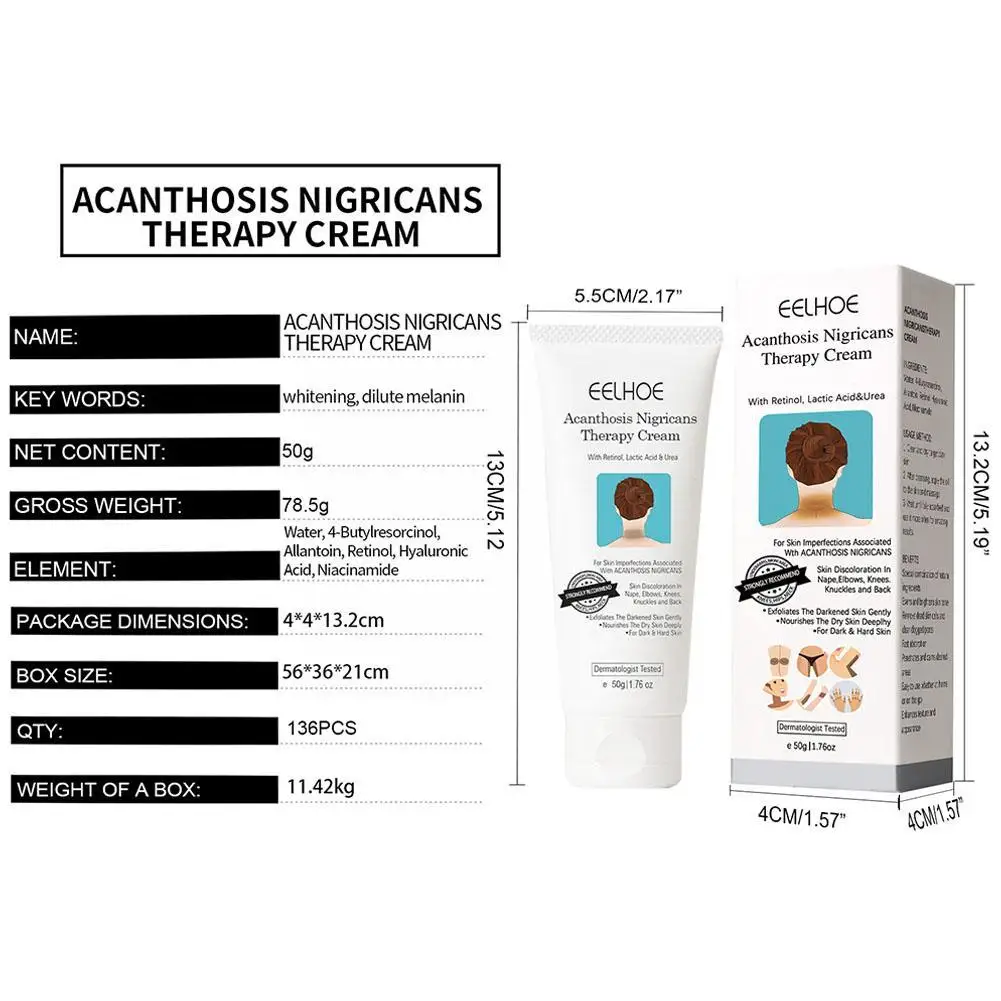 EELHOE Acanthosis Nigricans Therapy Cream Cream for Underarm Arm Knee Joint Black Moisturizing and Whitening Body Care Cream