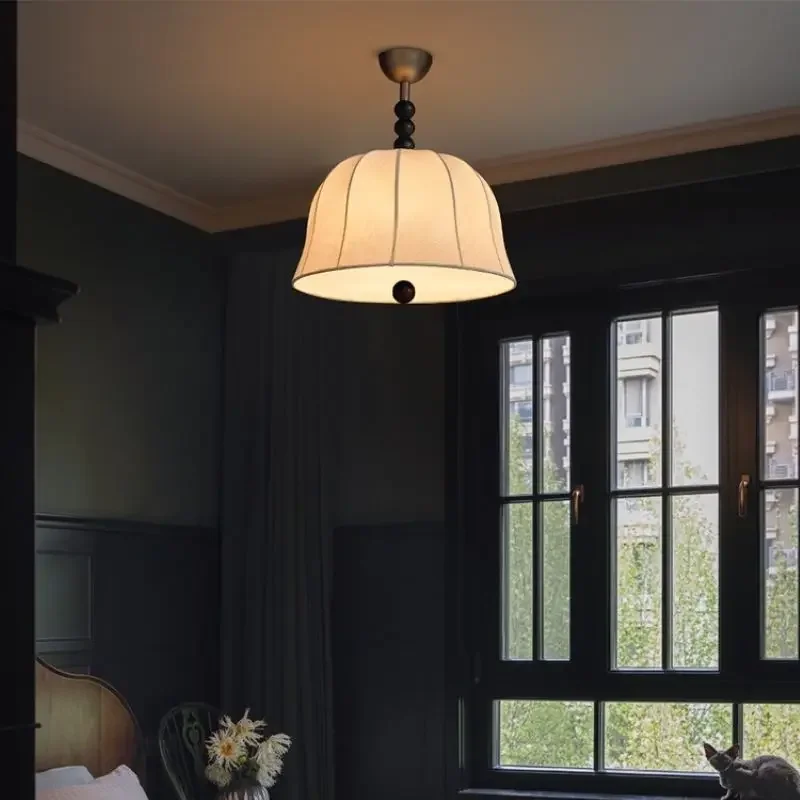 

Chinese Fabric Art Chandeliers LED Hanging Lamp for Restaurant Bedroom Living Room Study Warm Light Fixture