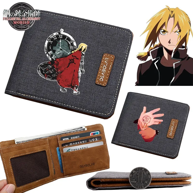 

Fullmetal Alchemist Canvas Wallets for Man Women Anime Peripheral ID Card Holders Driver's License Card Case Portable Wallet