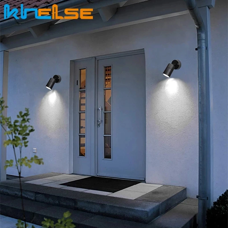 Adjustable Outdoor Waterproof Wall Lights LED GU10 Spotlight Surface Mount Wall Sconce Stainless Steel Garden Wall Down Lamps