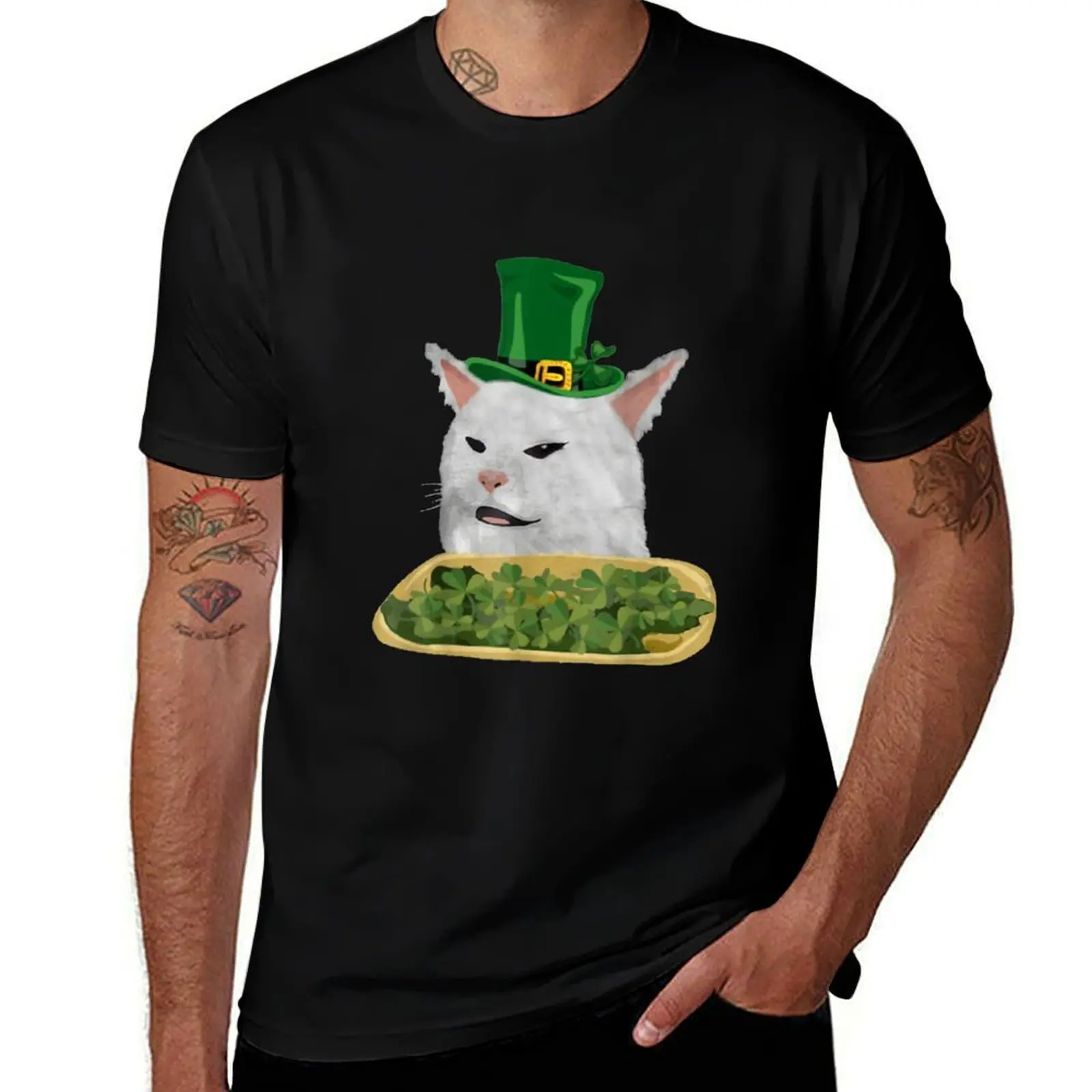 St Patricks Day Smudge Clover Smudge The Cats Eat Clover TShirt22 T-Shirt Holiday Party Tee Shirt T-Shirt