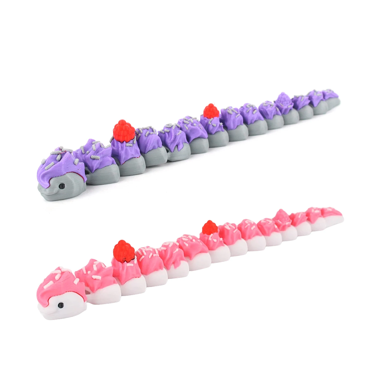 3D printed cream cake snake, simulated animal snake figurine model ornament entertainment toy, with movable joints throughout