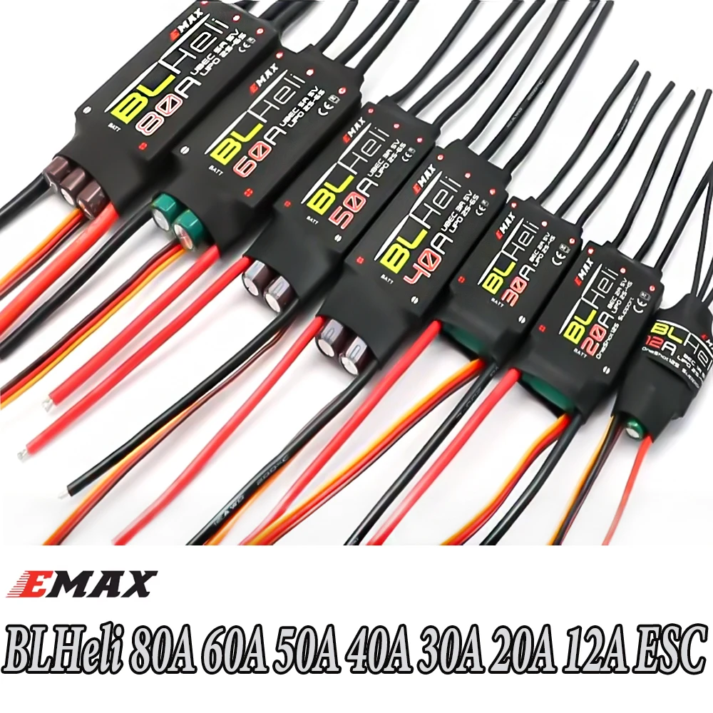 EMAX BLHeli 80A 60A 50A 40A 30A 20A 12A Brushless ESC per RC multirotore aereo FPV ad ala fissa Drone QAV250 QAV210 parti fai da te