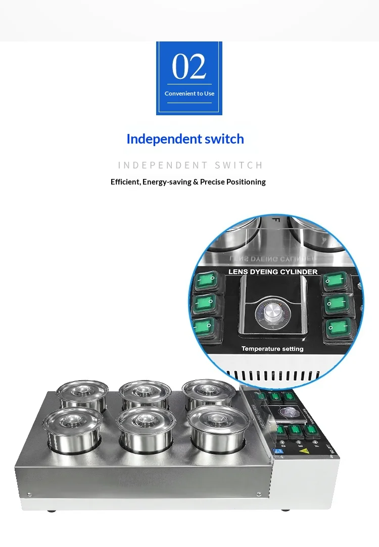 Optische apparatuur 6-potten Lensverfmachine Laboratoriumapparatuur Lensverven Badmachine Lenskleurmachine Lensverven Badmachine
