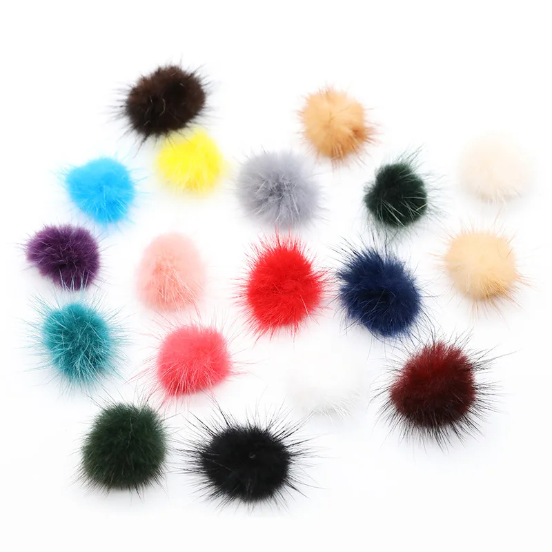 3CM/10PCS DIY Pompons Mink Fur Ball Pomom In Key Chains As Jewelry Colorful Pompoms For Headdress Earrings Accessories Crafts