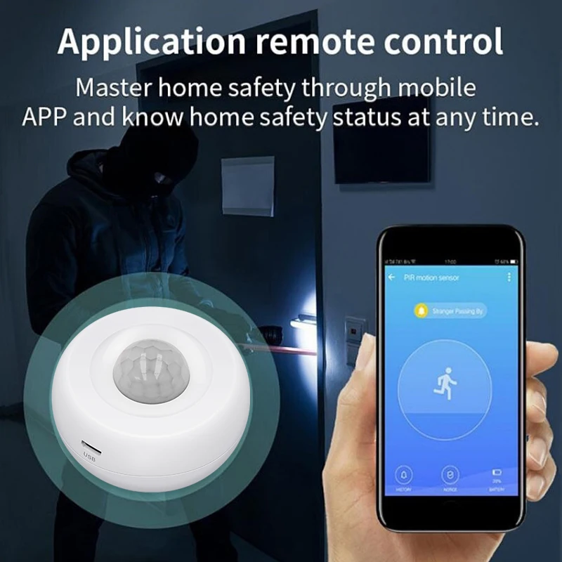 Tuya Smart Zigbee PIR Motion Detector Movement Sensor APP Control Notification with Alexa Google Home Need Zigbee Gateway