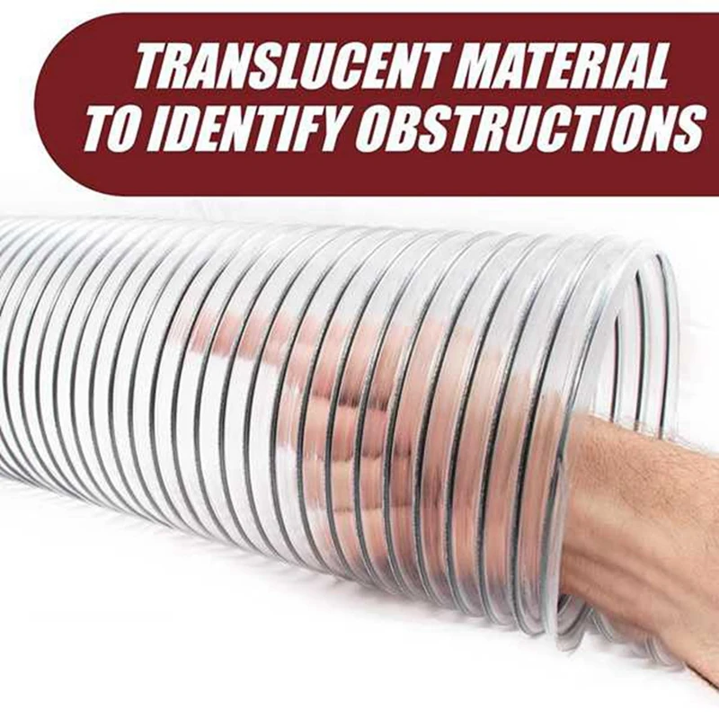 2Inch OD 50Mm Clear PVC Dust Collection Hose For Use With Dust Collectors With Ports. Ideal For Shop Vacuums