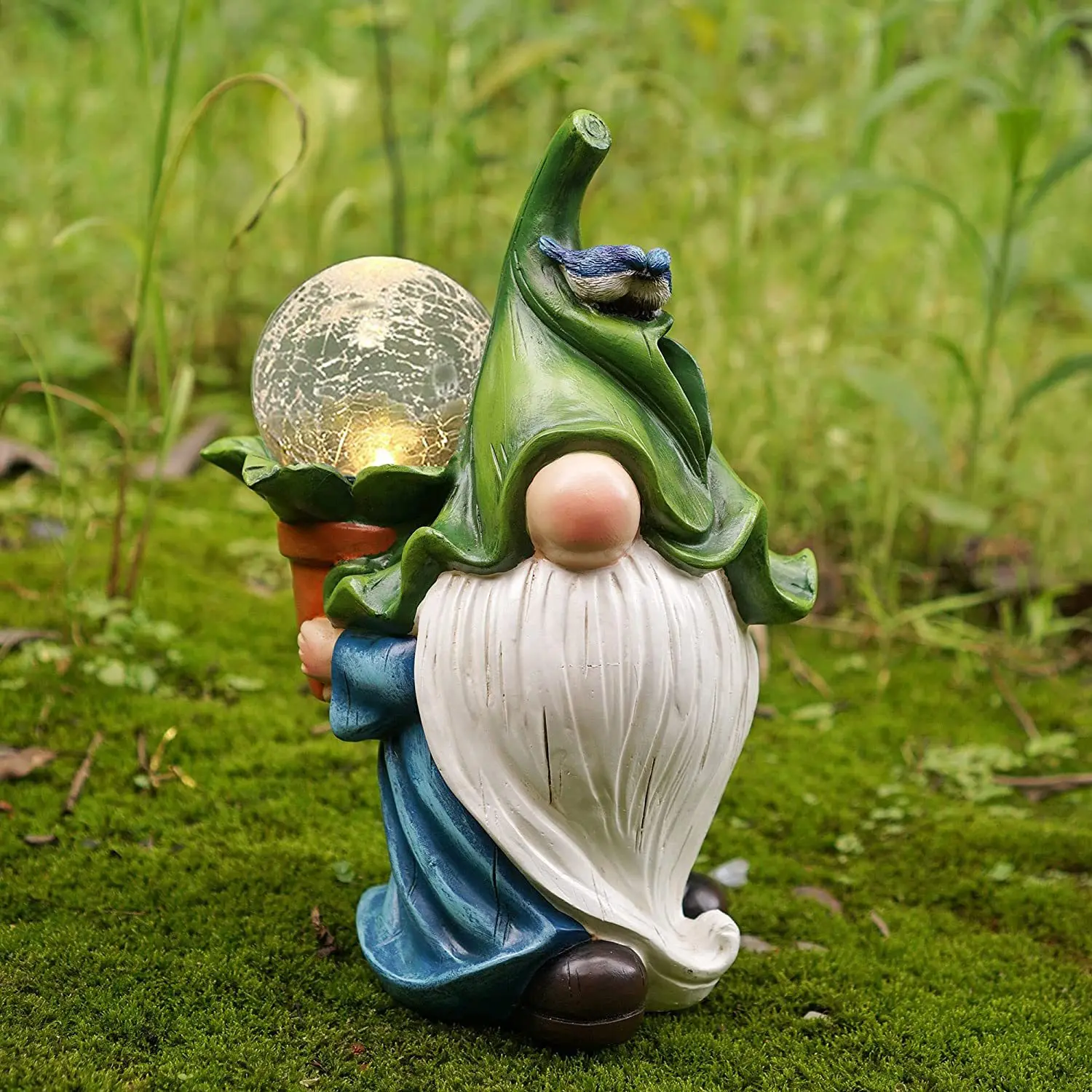 Solar Garden Light Cartoon Dwarf Decoration Ornament Outdoor Lawn Light Resin Crafts Tree Man Landscape Light