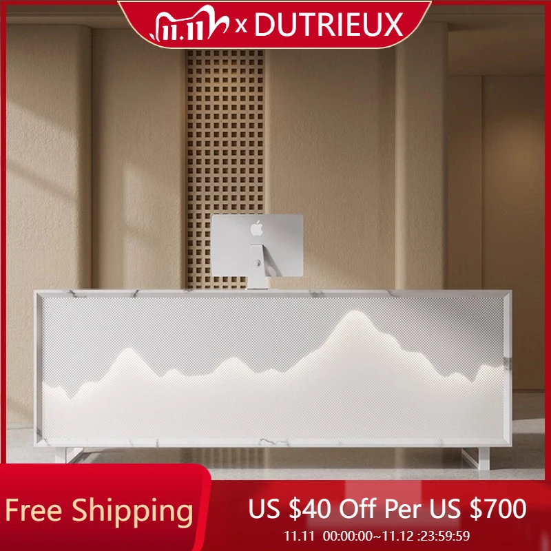 

Counter White Reception Desks Luxury Service High Quality Design Reception Desks Modern Light Luxury Bureau Office Furniture