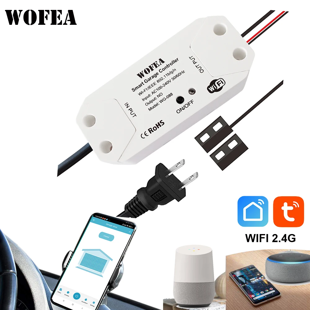 Wofea WIfi Smart Garage Door Opener with APP Control And Voice Conrtrol By Alexa & Google Home