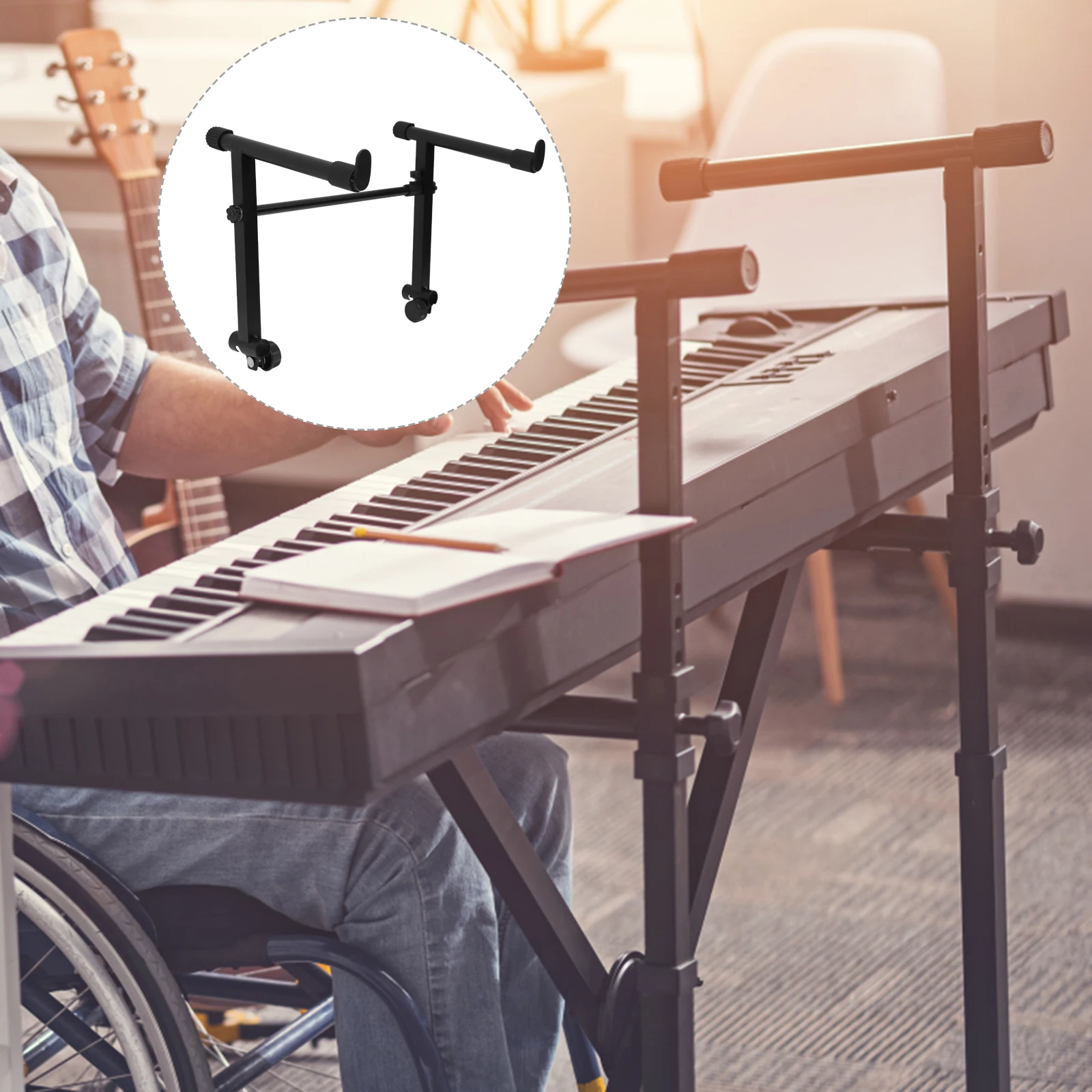 

1Set Electronic Piano Rack Durable Iron Adjustable Width Keyboard Holder Professional Instrument Support Stand