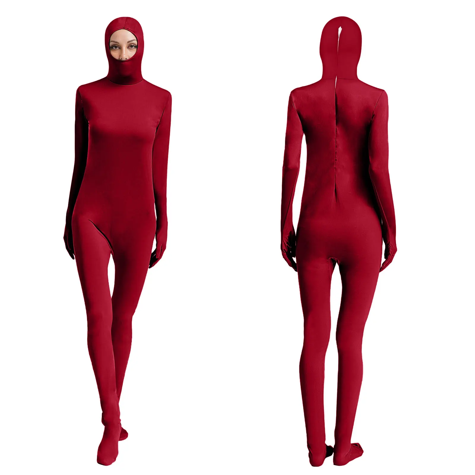 Unisex Adult Solid Color Bodysuit Back Zipper Close-Fitting Jumpsuit Full Body Leotard Gymnastics Acrobatics Dance Performance