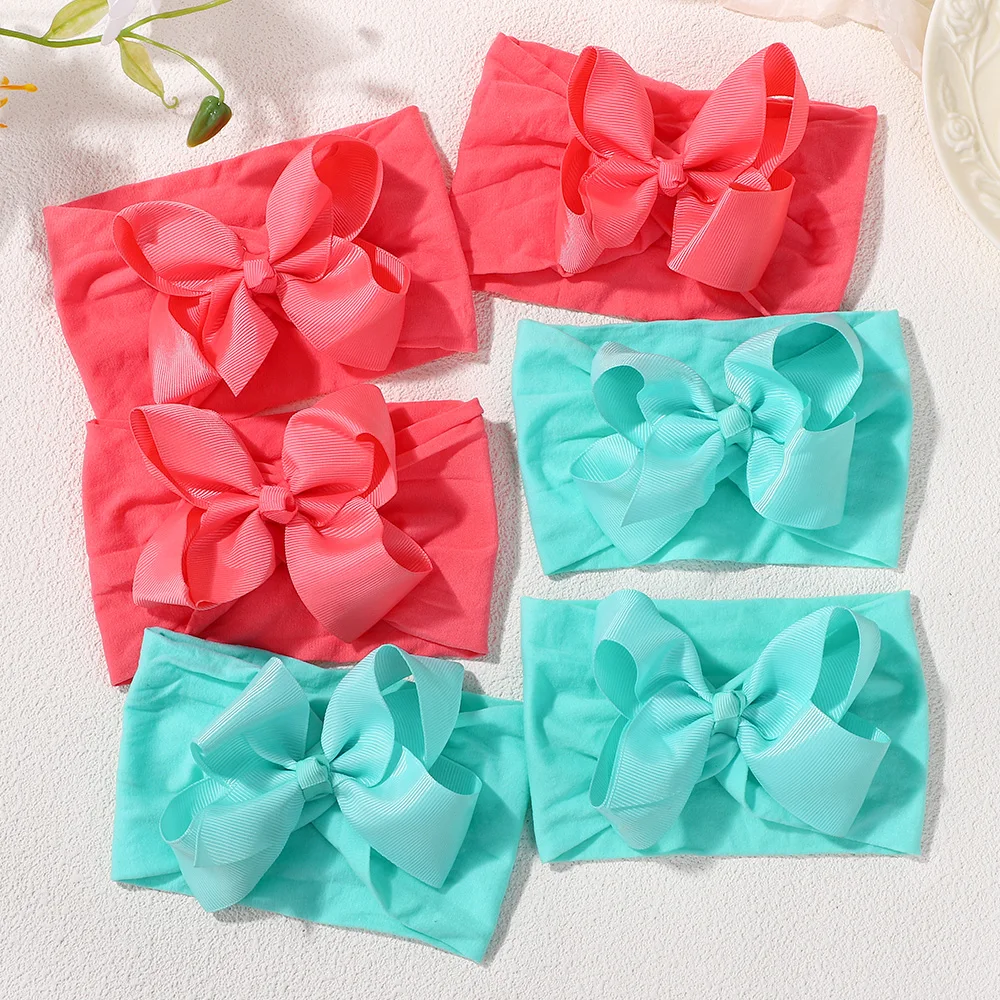 

10 шт., простая нейлоновая повязка для волос случайного цвета, милая повязка на голову с бантом для младенцев, не вреден для волос, головной убор для малышей