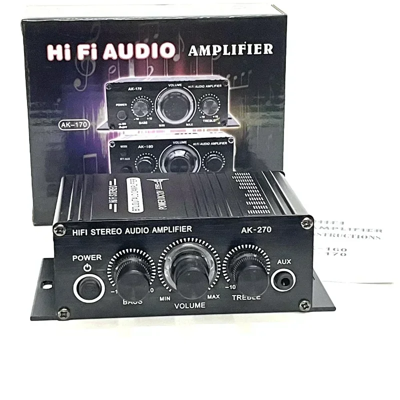 AK-270 Amplificatore HIFI Canale 2.0 Audio stereo Amplificatore audio Bassi Trebl per sistema audio Home Theater